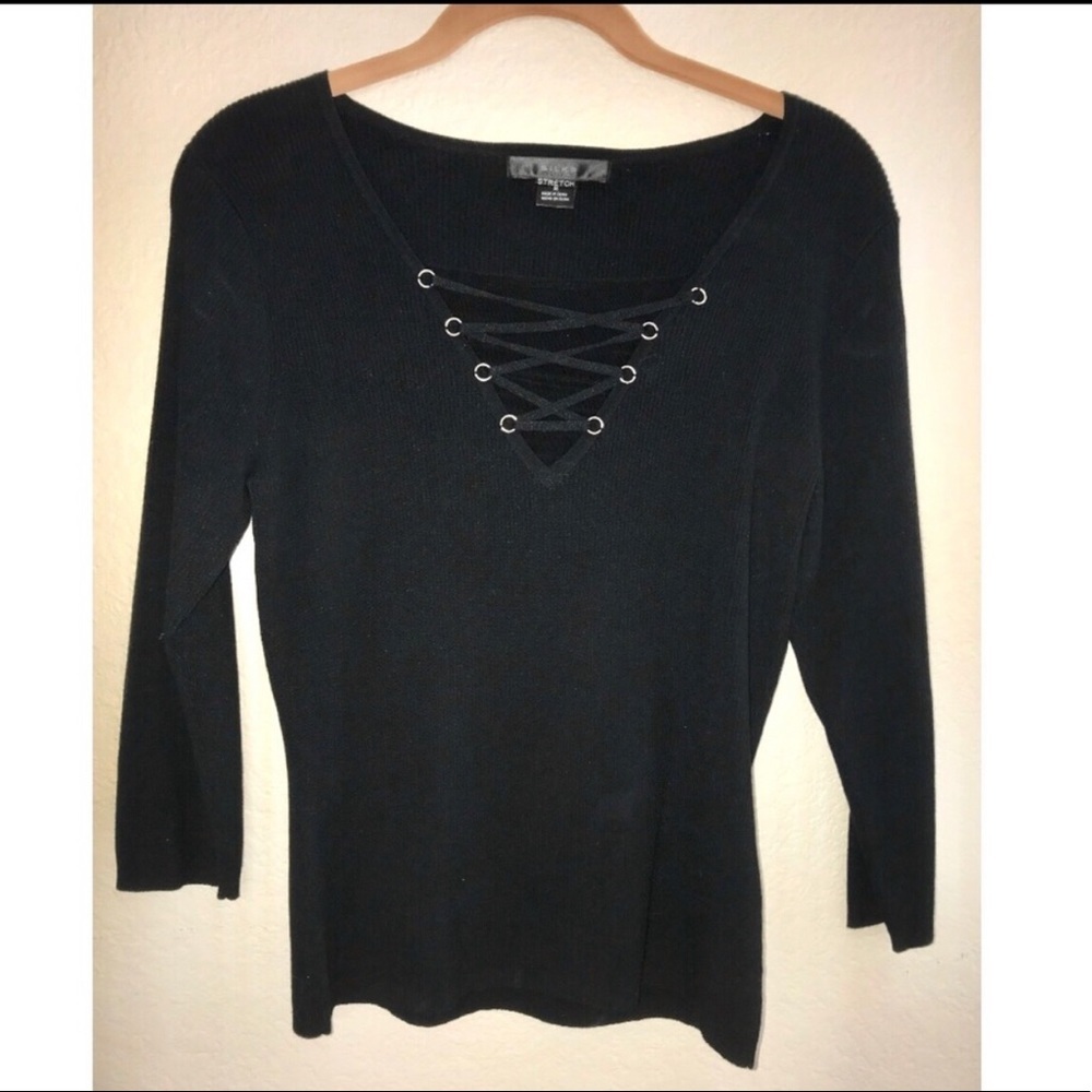 🔥SILKS Pretty Black Top with Crisscross Neckline